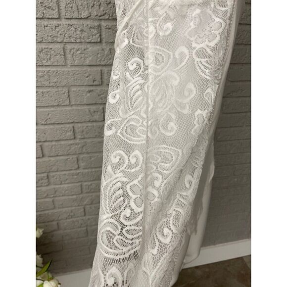 Linea Donatella Women White Flower Sheer Lace Lingerie Nightgown Size S NWT - Picture 9 of 11